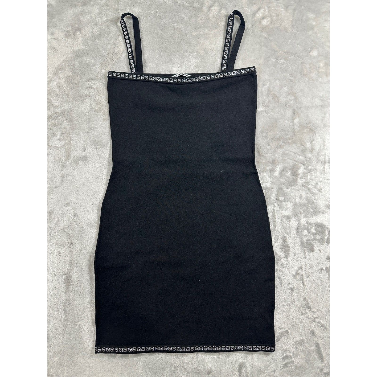 Alexander Wang Black Mini Dress With Contrast Crystals & Trims (S)